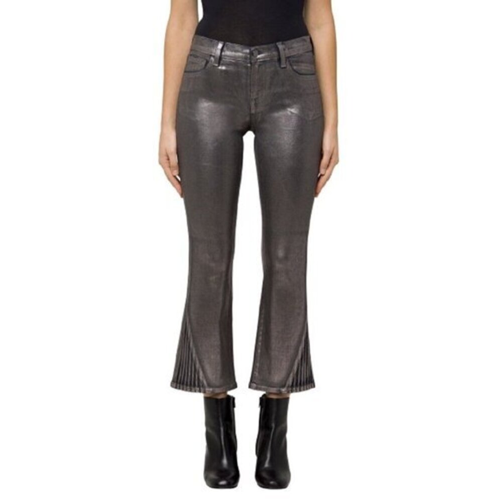 J Brand Jeans Selena Mid-Rise Crop Boot Cut In Foiled Chrome SZ 30 NWT $349